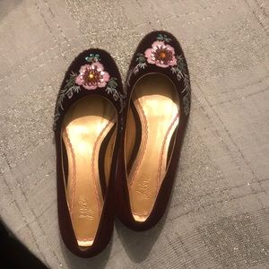 velvet flats burgundy new